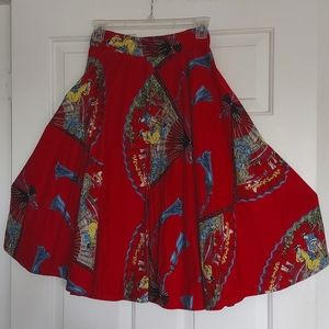 Trashy Diva Red Fans Circle Skirt Size 18